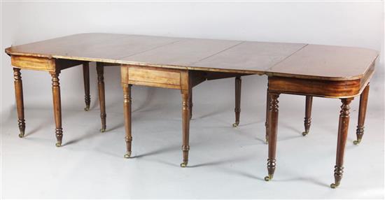 A Regency mahogany dining table, extends to 8ft 8in. x 4ft H.2ft 5in.